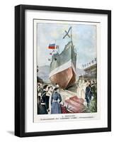At Toulon, Launching the Russian Battleship Cesarevitch, 1901-null-Framed Giclee Print