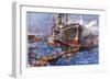 At V-Beach, Cape Helles, The Converted Steamer River Clyde Lands British Troops-null-Framed Photographic Print