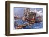 At V-Beach, Cape Helles, The Converted Steamer River Clyde Lands British Troops-null-Framed Photographic Print