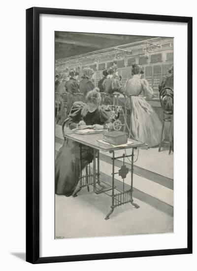 At Work in a Telephone Room-William Henry Margetson-Framed Giclee Print