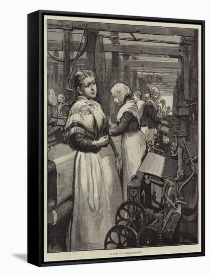 At Work in a Woollen Factory-Alfred Edward Emslie-Framed Stretched Canvas