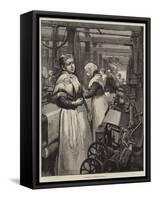 At Work in a Woollen Factory-Alfred Edward Emslie-Framed Stretched Canvas