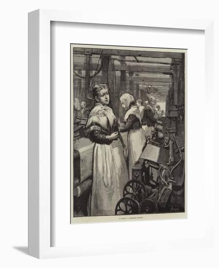 At Work in a Woollen Factory-Alfred Edward Emslie-Framed Giclee Print