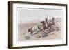 At Work on the Big Dry Montana-Charles Marion Russell-Framed Art Print