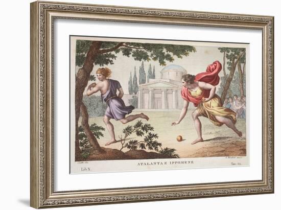 Atalanta and Hippomenes, Book X, Illustration from Ovid's Metamorphoses, Florence, 1832-Luigi Ademollo-Framed Giclee Print