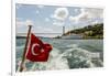 Ataturk's Yacht Savarona, Turkish Flag and Bridge, Istanbul, Turkey-Ali Kabas-Framed Photographic Print