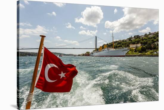 Ataturk's Yacht Savarona, Turkish Flag and Bridge, Istanbul, Turkey-Ali Kabas-Stretched Canvas