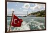 Ataturk's Yacht Savarona, Turkish Flag and Bridge, Istanbul, Turkey-Ali Kabas-Framed Premium Photographic Print