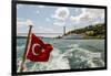 Ataturk's Yacht Savarona, Turkish Flag and Bridge, Istanbul, Turkey-Ali Kabas-Framed Premium Photographic Print