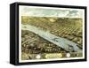 Atchison, Kansas - Panoramic Map-Lantern Press-Framed Stretched Canvas