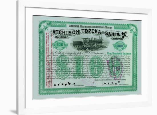 Atchison, Topeka and Santa Fe Stock Certificate-null-Framed Art Print