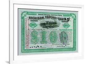 Atchison, Topeka and Santa Fe Stock Certificate-null-Framed Art Print