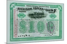 Atchison, Topeka and Santa Fe Stock Certificate-null-Mounted Art Print