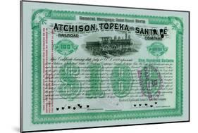 Atchison, Topeka and Santa Fe Stock Certificate-null-Mounted Art Print