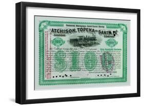 Atchison, Topeka and Santa Fe Stock Certificate-null-Framed Art Print