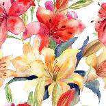 Seamless Pattern with Beautiful Lily Flowers-Ateli-Art Print