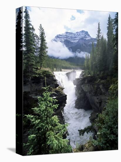 Athabasca Falls and Mount Kerkeslin, Jasper National Park, Unesco World Heritage Site, Alberta-Hans Peter Merten-Stretched Canvas