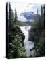 Athabasca Falls and Mount Kerkeslin, Jasper National Park, Unesco World Heritage Site, Alberta-Hans Peter Merten-Stretched Canvas