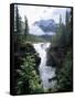 Athabasca Falls and Mount Kerkeslin, Jasper National Park, Unesco World Heritage Site, Alberta-Hans Peter Merten-Framed Stretched Canvas
