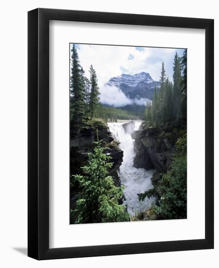 Athabasca Falls and Mount Kerkeslin, Jasper National Park, Unesco World Heritage Site, Alberta-Hans Peter Merten-Framed Photographic Print