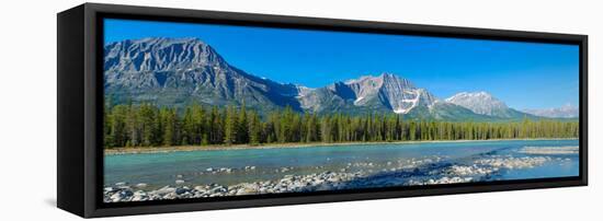 Athabasca River with Mountains in the Background-null-Framed Stretched Canvas