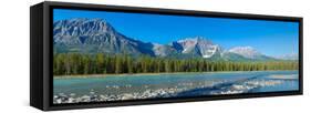 Athabasca River with Mountains in the Background-null-Framed Stretched Canvas