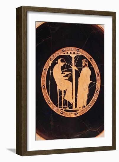 Athenian Red-Figure Kylix Depicting Aegeus, King of Athens, Consulting the Delphic Oracle (Pottery)-null-Framed Giclee Print