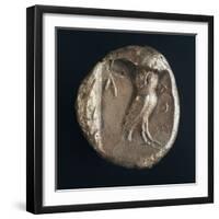 Athenian Silver Tetradrachm Depicting Owl, Recto Greek Coins, 5th Century BC-null-Framed Giclee Print