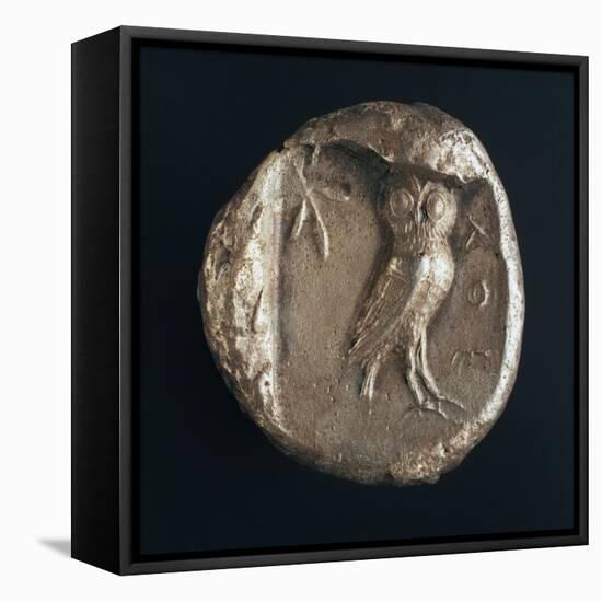 Athenian Silver Tetradrachm Depicting Owl, Recto Greek Coins, 5th Century BC-null-Framed Stretched Canvas