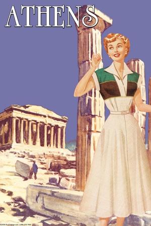 18x24 Athens Greece Mineral Springs Spa 1950s Vintage Sytle Travel Poster 