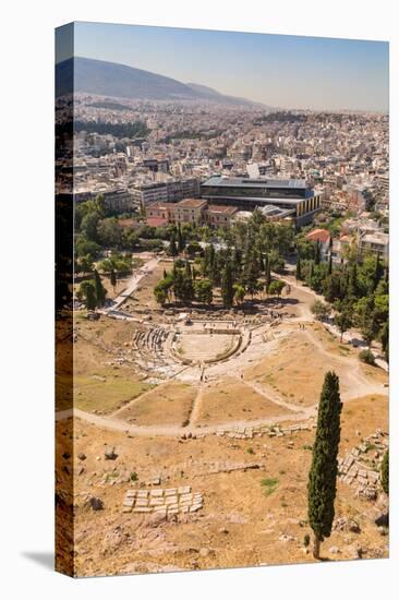 Athens, Attica, Greece. Theatre of Dionysos, seen from the Acropolis. The theatre is considered...-null-Stretched Canvas