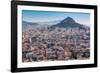 Athens, Attica, Greece. View over Athens from the Acropolis to 277 meter high Mount Lycabettus...-null-Framed Photographic Print