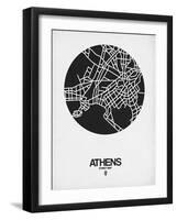 Athens Street Map Black on White-NaxArt-Framed Art Print