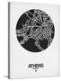 Athens Street Map Black on White-NaxArt-Stretched Canvas