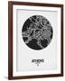 Athens Street Map Black on White-NaxArt-Framed Art Print