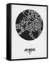 Athens Street Map Black on White-NaxArt-Framed Stretched Canvas