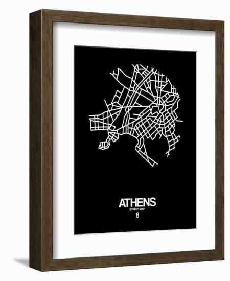 Athens Street Map Black-NaxArt-Framed Art Print