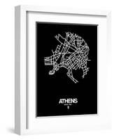 Athens Street Map Black-NaxArt-Framed Art Print