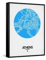 Athens Street Map Blue-NaxArt-Framed Stretched Canvas