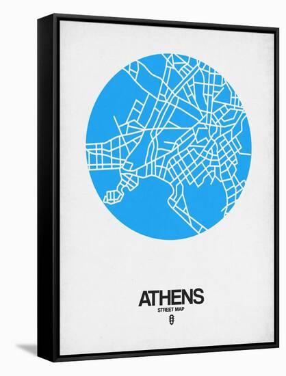 Athens Street Map Blue-NaxArt-Framed Stretched Canvas