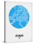 Athens Street Map Blue-NaxArt-Stretched Canvas