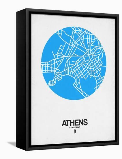 Athens Street Map Blue-NaxArt-Framed Stretched Canvas