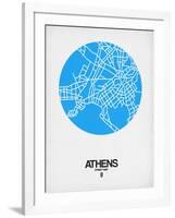 Athens Street Map Blue-NaxArt-Framed Art Print