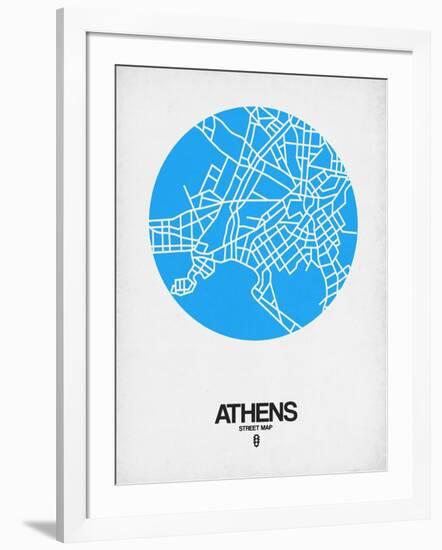 Athens Street Map Blue-NaxArt-Framed Art Print