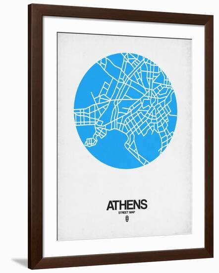 Athens Street Map Blue-NaxArt-Framed Art Print