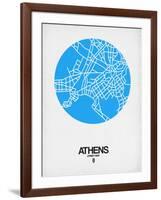 Athens Street Map Blue-NaxArt-Framed Art Print