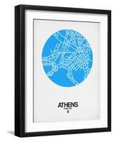 Athens Street Map Blue-NaxArt-Framed Art Print