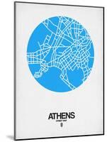 Athens Street Map Blue-NaxArt-Mounted Art Print