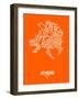 Athens Street Map Orange-NaxArt-Framed Art Print