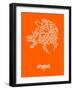 Athens Street Map Orange-NaxArt-Framed Art Print